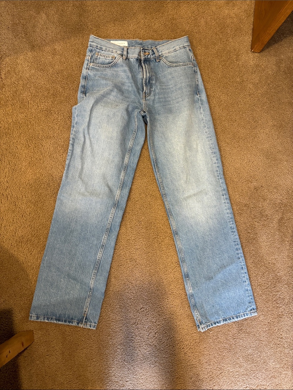 Zara Light Wash Low Rise Straight Jeans